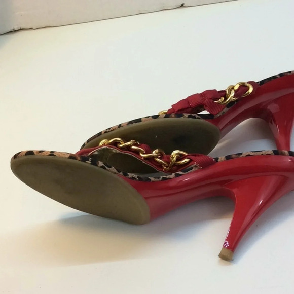 Delicious Red, Gold& Leopard Sandals with Red Sole - Picture 11 of 16